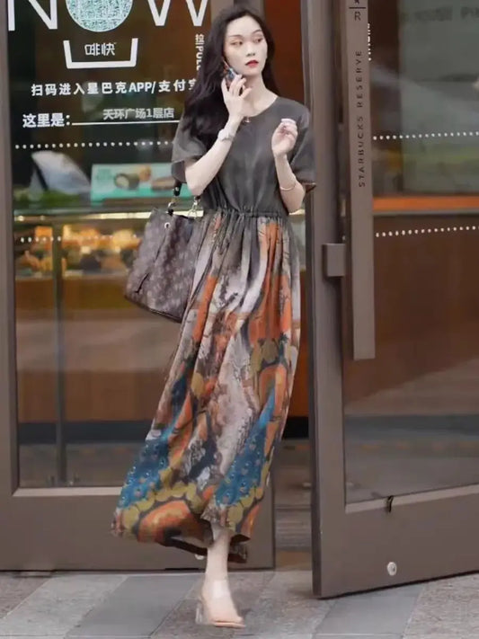 Retro Drawstring Dress